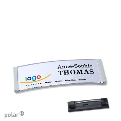 Name badges polar® quick-print stainless steel pin 64 x 22 mm  | light grey 