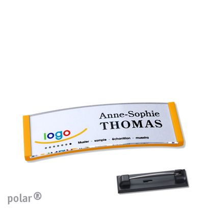 Name badges polar® quick-print stainless steel pin 64 x 22 mm  | yellow 