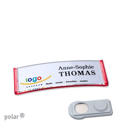 Jmenovky polar® quick-print, magnet 64 x 22 mm  | Magnet smag®  | průsvitné provedení|červená 