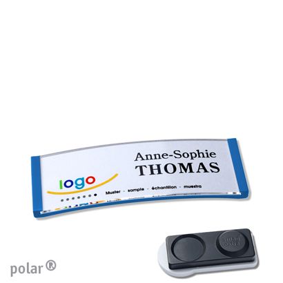 Name badges polar® quick-print magnet 64 x 22 mm  | smag® magnet, extra strong  | medium blue 