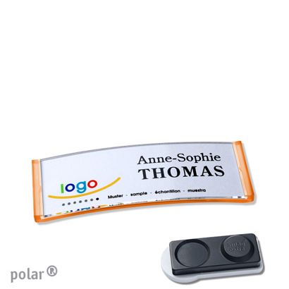Jmenovky polar® quick-print, magnet 64 x 22 mm  | Magnet smag®, extra silný  | průsvitné provedení|oranžová 