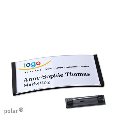 Jmenovky polar® quick-print, se špendlíkem 65 x 30 mm  | černá 