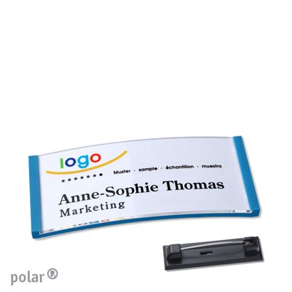 Jmenovky polar® quick-print, se špendlíkem 65 x 30 mm  | středně modrá 