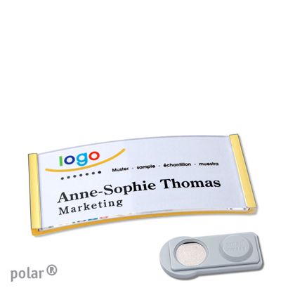 Name badges polar® quick-print magnet 65 x 30 mm  | smag® Magnet  | gold 