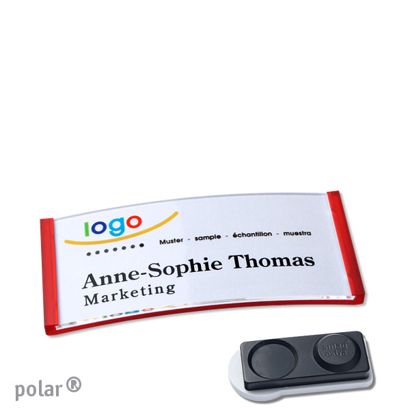 Jmenovky polar® quick-print, magnet 65 x 30 mm  | Magnet smag®, extra silný  | průsvitné provedení|červená 