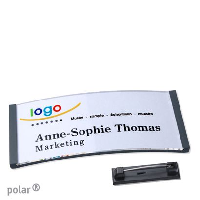 Jmenovky polar® quick-print, se špendlíkem 74 x 34 mm  | antracitová 