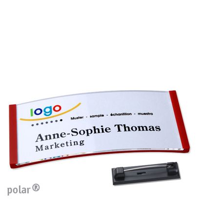 Jmenovky polar® quick-print, se špendlíkem 74 x 34 mm  | červená 
