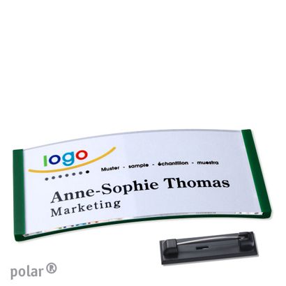 Name badges polar® quick-print stainless steel pin 74 x 34 mm  | green 