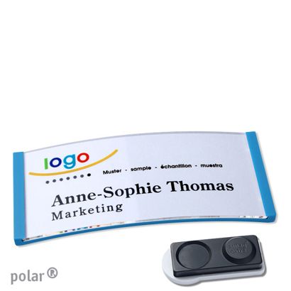 Name badges polar® quick-print magnet 74 x 34 mm  | smag® magnet, extra strong  | medium blue 