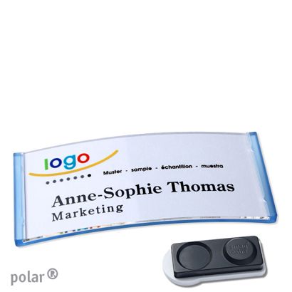 Jmenovky polar® quick-print, magnet 74 x 34 mm  | Magnet smag®, extra silný  | průsvitné provedení|modrá 