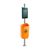 Dog waste station with bag dispenser, outdoor, orange bin, with A4 information compartment green
