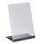 L-stand acrylic with aluminium base portrait | transparent, black | A5